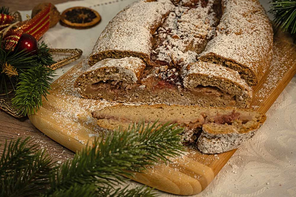 Rezept Pudding-Erdbeer Stollen Weihnachtsgebäck low carb keto glutenfrei