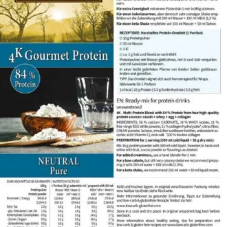 Protein MILCHSHAKE Proteinshake Ketoshake Proteinpulver PUR Neutral - Etikett
