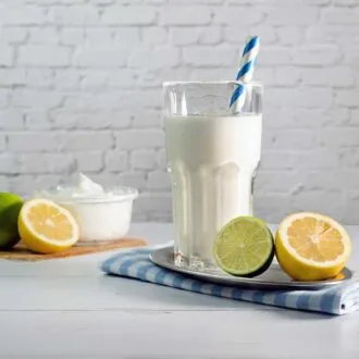 Protein ZITRUS-QUARK MILCHSHAKE Proteinshake Ketoshake Proteinpulver Lemoncurd - fertiges Getränk
