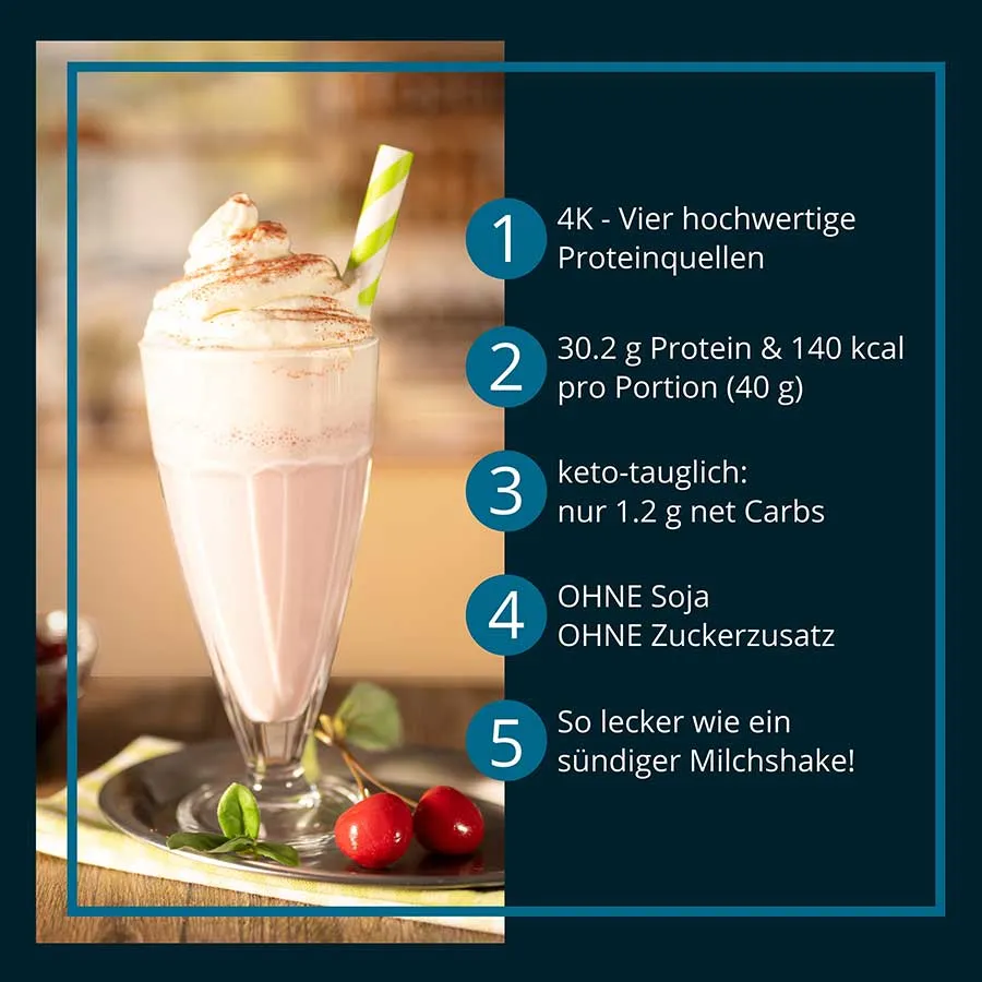 Protein KIRSCH-JOGHURT MILCHSHAKE Proteinshake Ketoshake Proteinpulver - Vorteile
