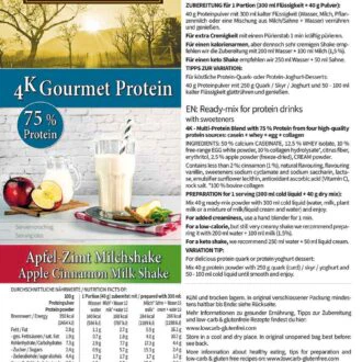 Protein APFEL-ZIMT MILCHSHAKE Proteinshake Ketoshake Proteinpulver - Etikett