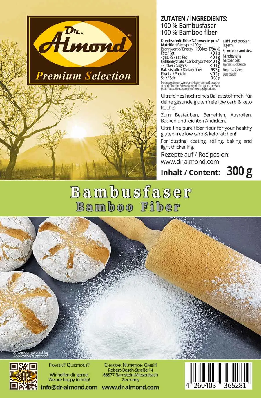 Bambusfaser Ballaststoffmehl low carb glutenfrei