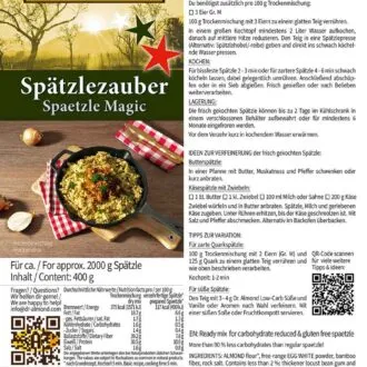 Spätzlezauber Spätzlemehl für Eierspätzle und Knöpfle low carb keto glutenfrei paleo